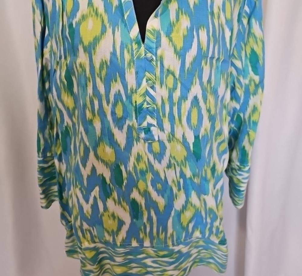 Ruby Rd. Blue and Green Patterned Tunic - Picture 2 of 2